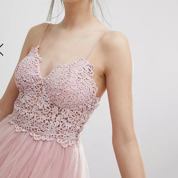 NWT ASOS Pink Balletcore Lace & Tulle Dress - Picture 3 of 4